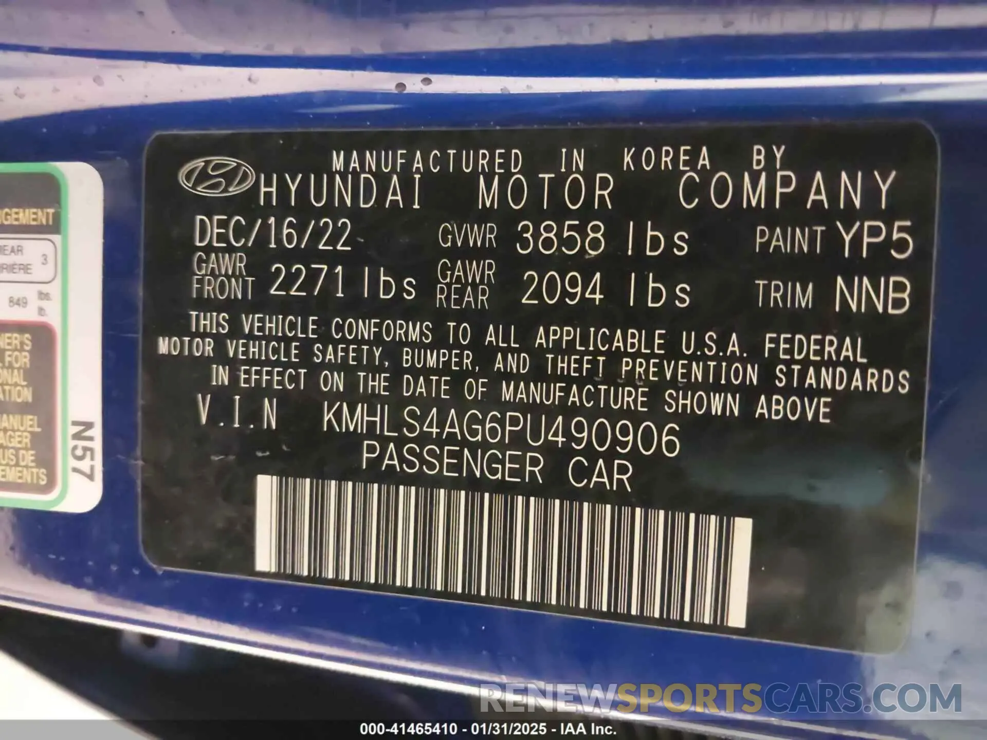 9 fotografías del automóvil dañado KMHLS4AG6PU490906 HYUNDAI ELANTRA 2023