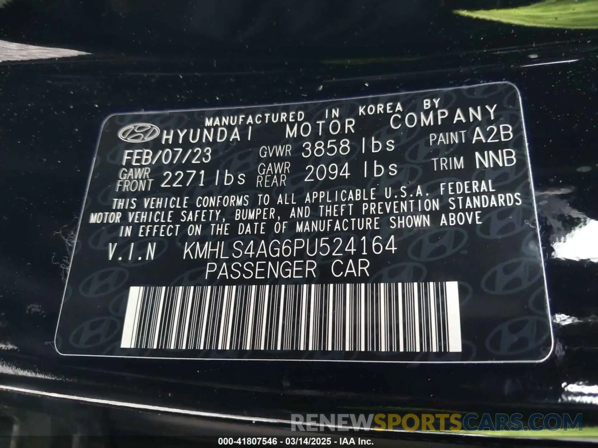 9 fotografías del automóvil dañado KMHLS4AG6PU524164 HYUNDAI ELANTRA 2023