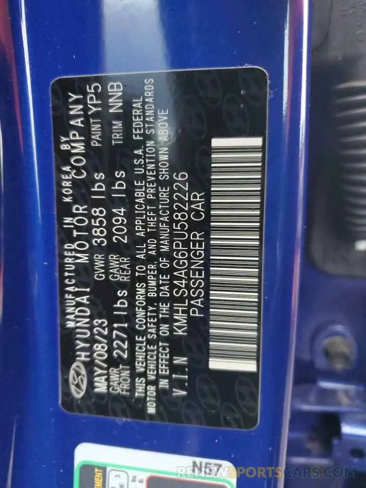 13 fotografías del automóvil dañado KMHLS4AG6PU582226 HYUNDAI ELANTRA 2023