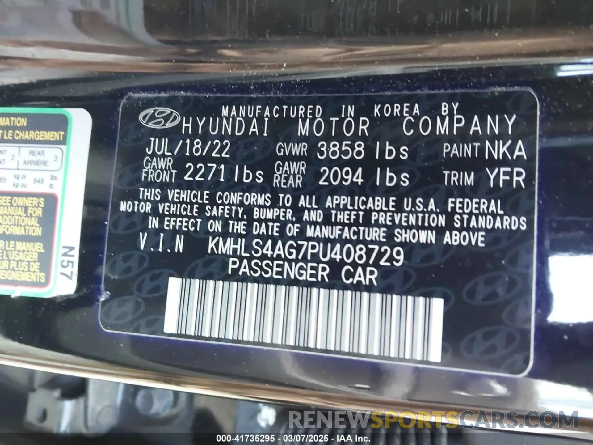 9 fotografías del automóvil dañado KMHLS4AG7PU408729 HYUNDAI ELANTRA 2023