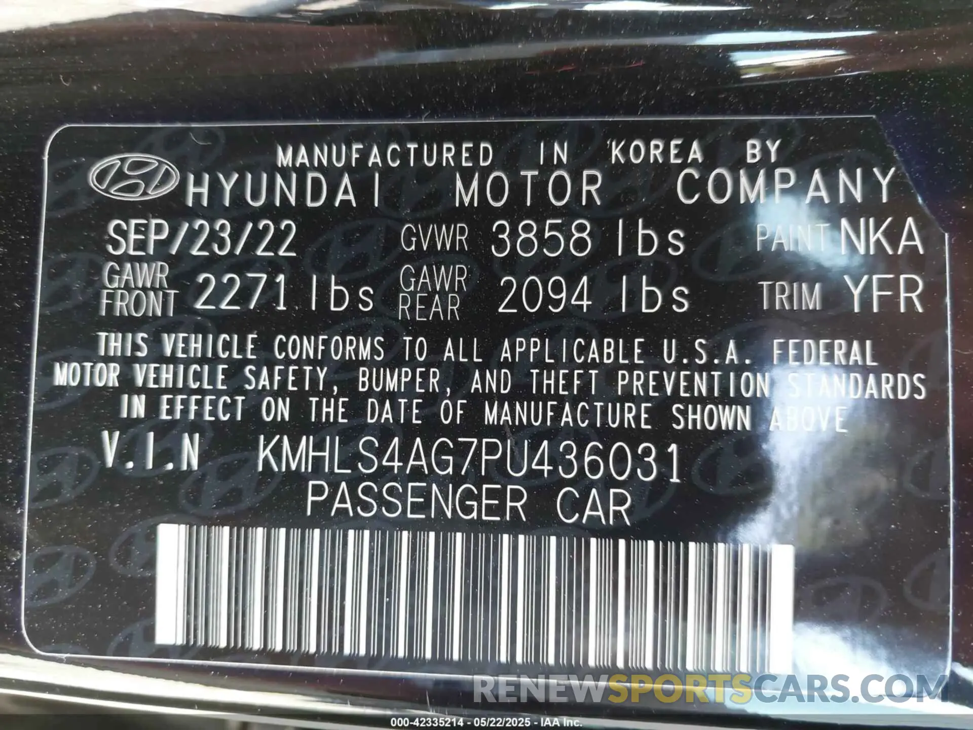 9 fotografías del automóvil dañado KMHLS4AG7PU436031 HYUNDAI ELANTRA 2023