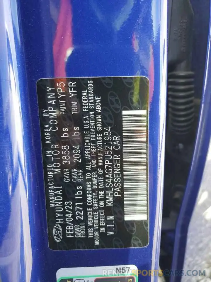13 fotografías del automóvil dañado KMHLS4AG7PU521984 HYUNDAI ELANTRA 2023