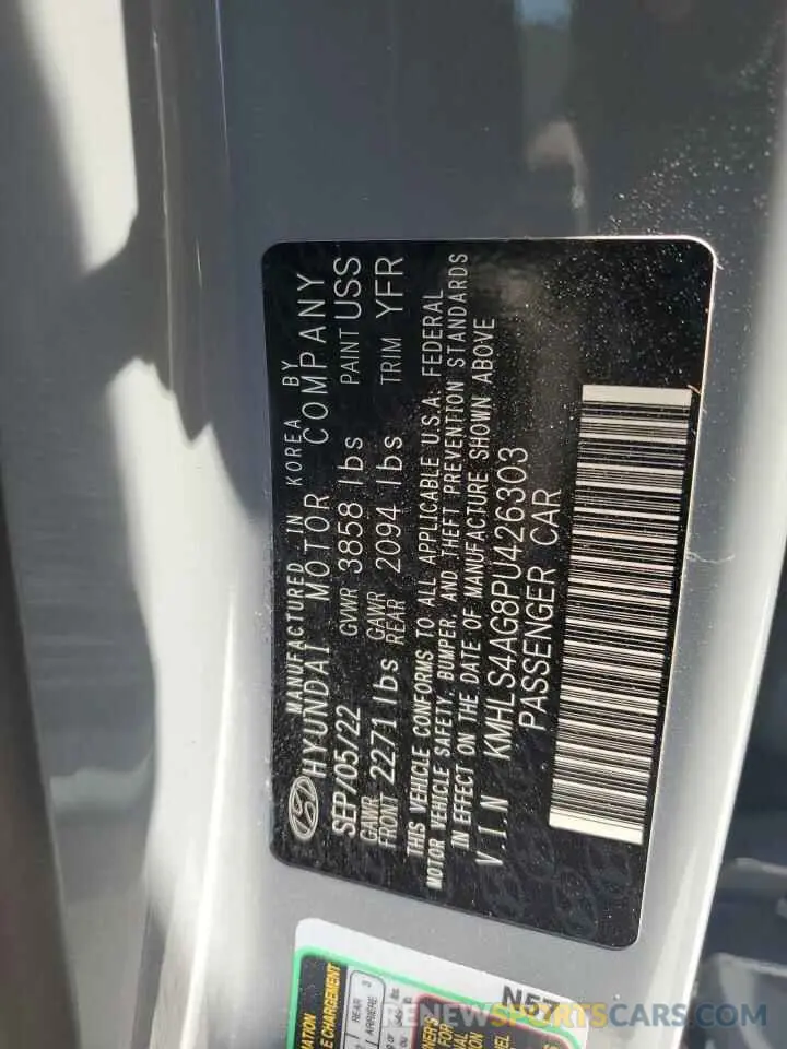12 fotografías del automóvil dañado KMHLS4AG8PU426303 HYUNDAI ELANTRA 2023