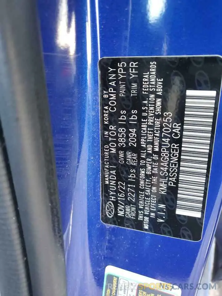 12 fotografías del automóvil dañado KMHLS4AG8PU470253 HYUNDAI ELANTRA 2023