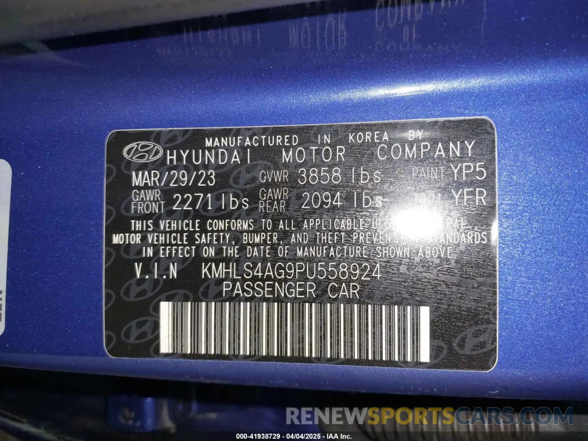 9 fotografías del automóvil dañado KMHLS4AG9PU558924 HYUNDAI ELANTRA 2023
