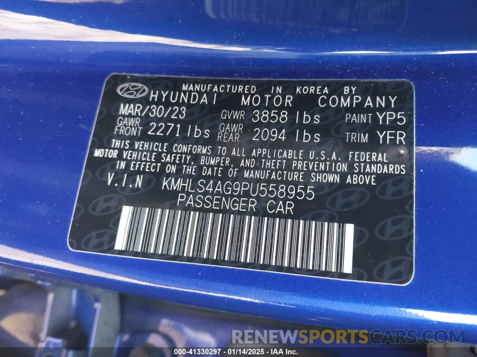 9 fotografías del automóvil dañado KMHLS4AG9PU558955 HYUNDAI ELANTRA 2023