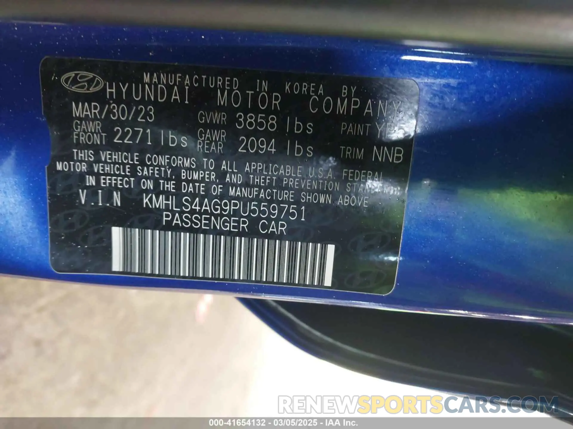 9 fotografías del automóvil dañado KMHLS4AG9PU559751 HYUNDAI ELANTRA 2023