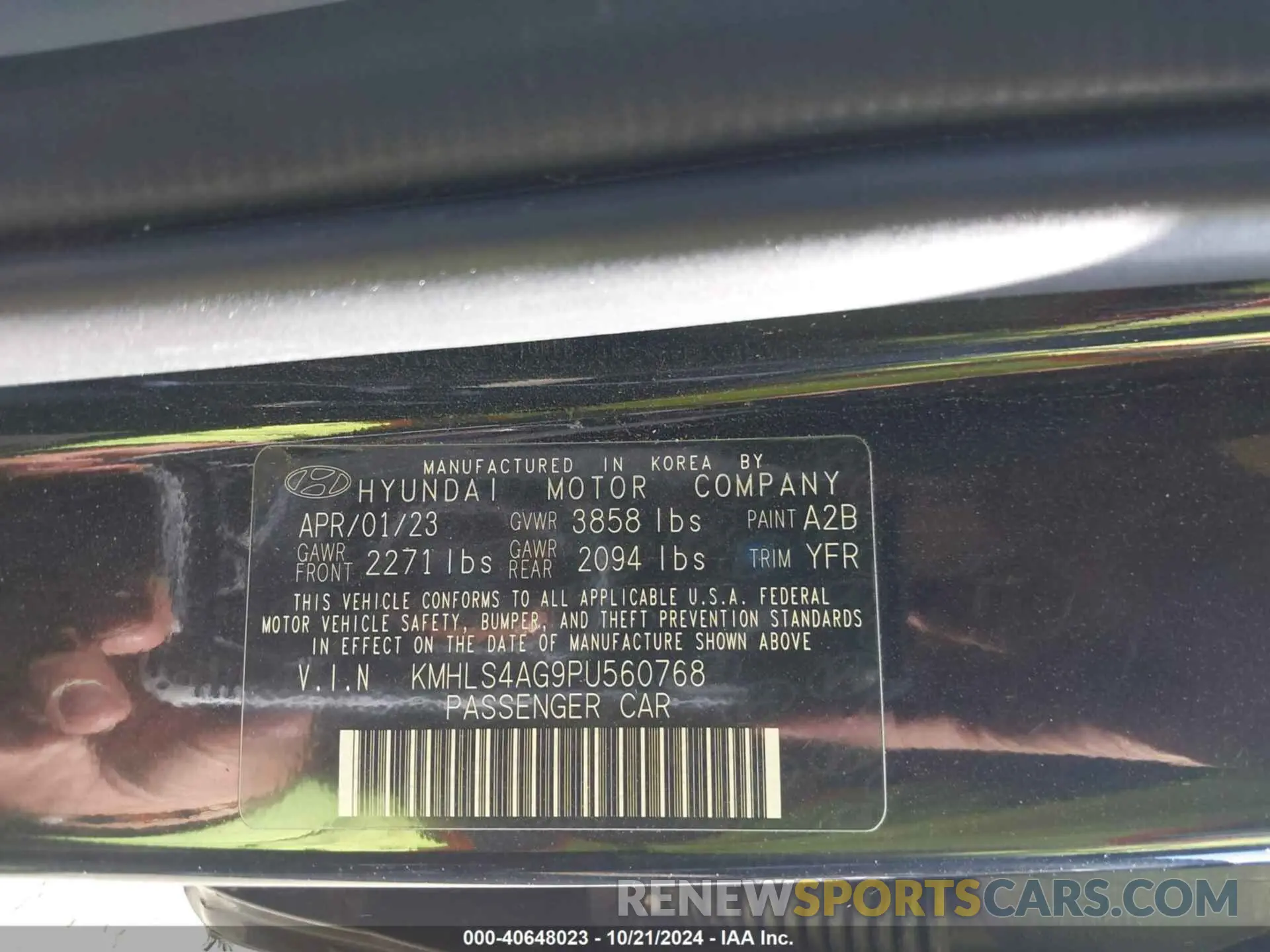 9 fotografías del automóvil dañado KMHLS4AG9PU560768 HYUNDAI ELANTRA 2023