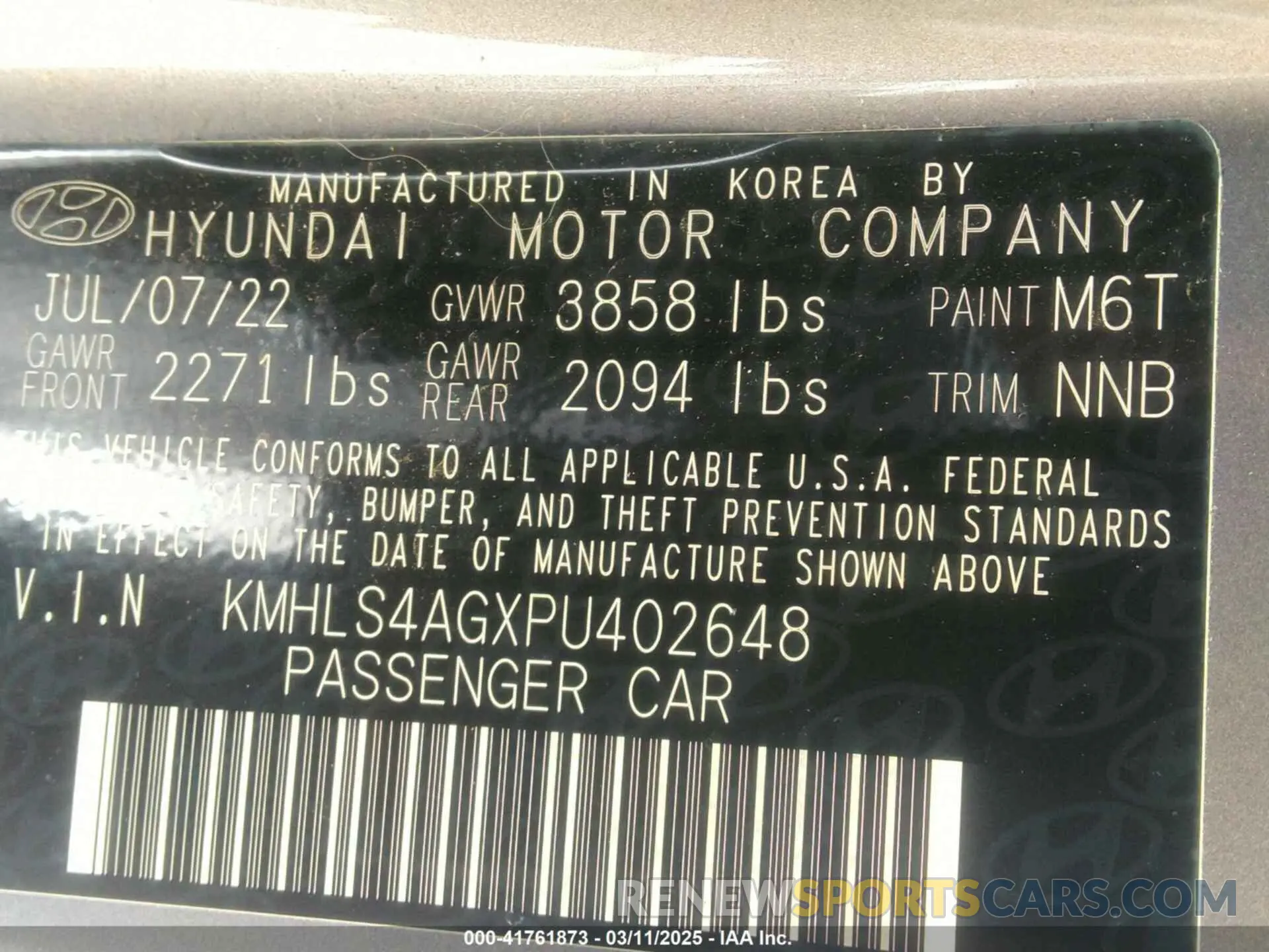 9 fotografías del automóvil dañado KMHLS4AGXPU402648 HYUNDAI ELANTRA 2023