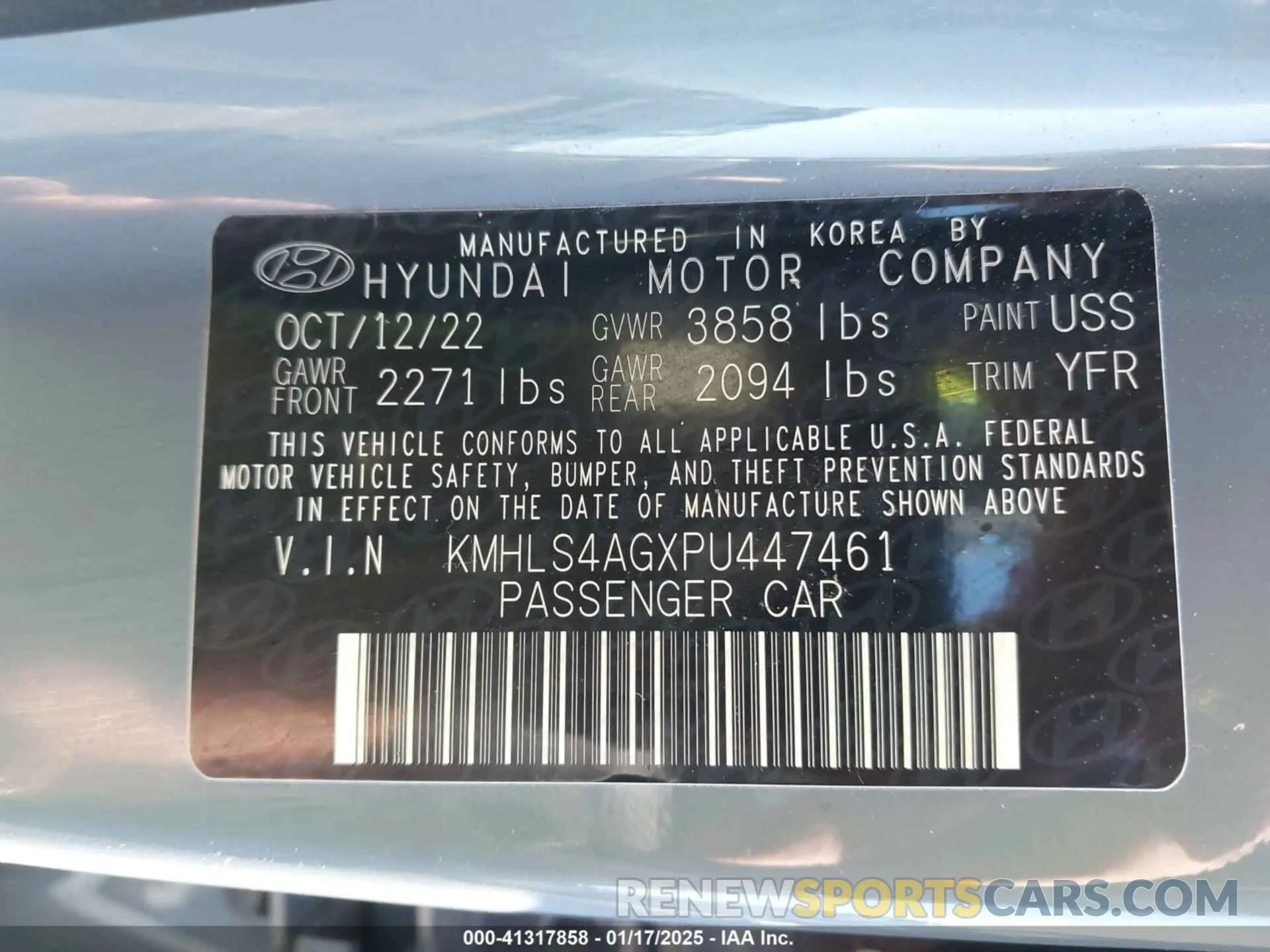 9 fotografías del automóvil dañado KMHLS4AGXPU447461 HYUNDAI ELANTRA 2023
