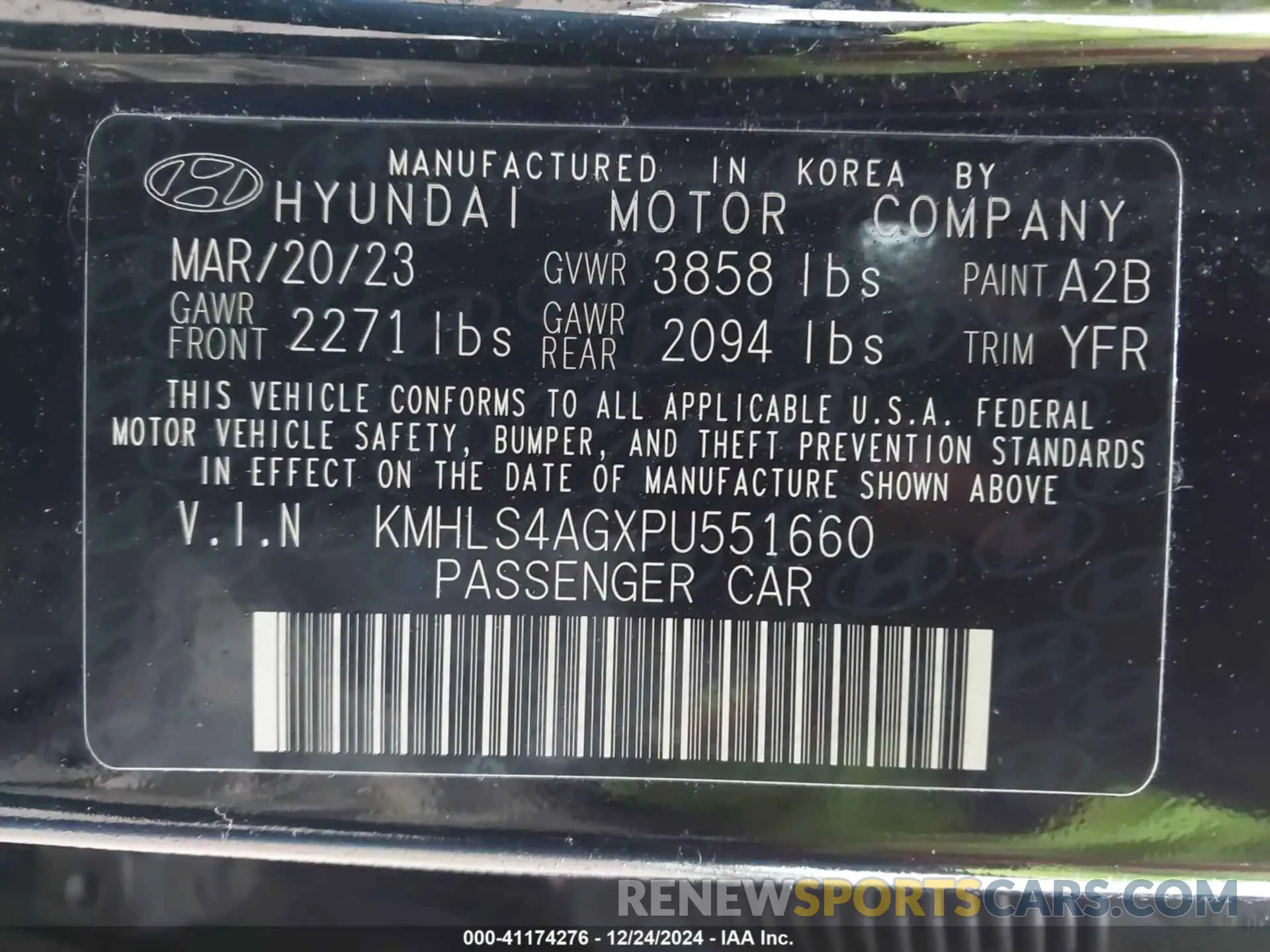 9 fotografías del automóvil dañado KMHLS4AGXPU551660 HYUNDAI ELANTRA 2023