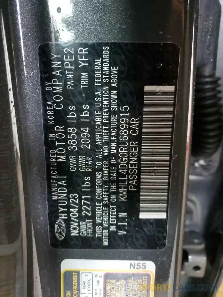 12 fotografías del automóvil dañado KMHLL4DG0RU689915 HYUNDAI ELANTRA 2024