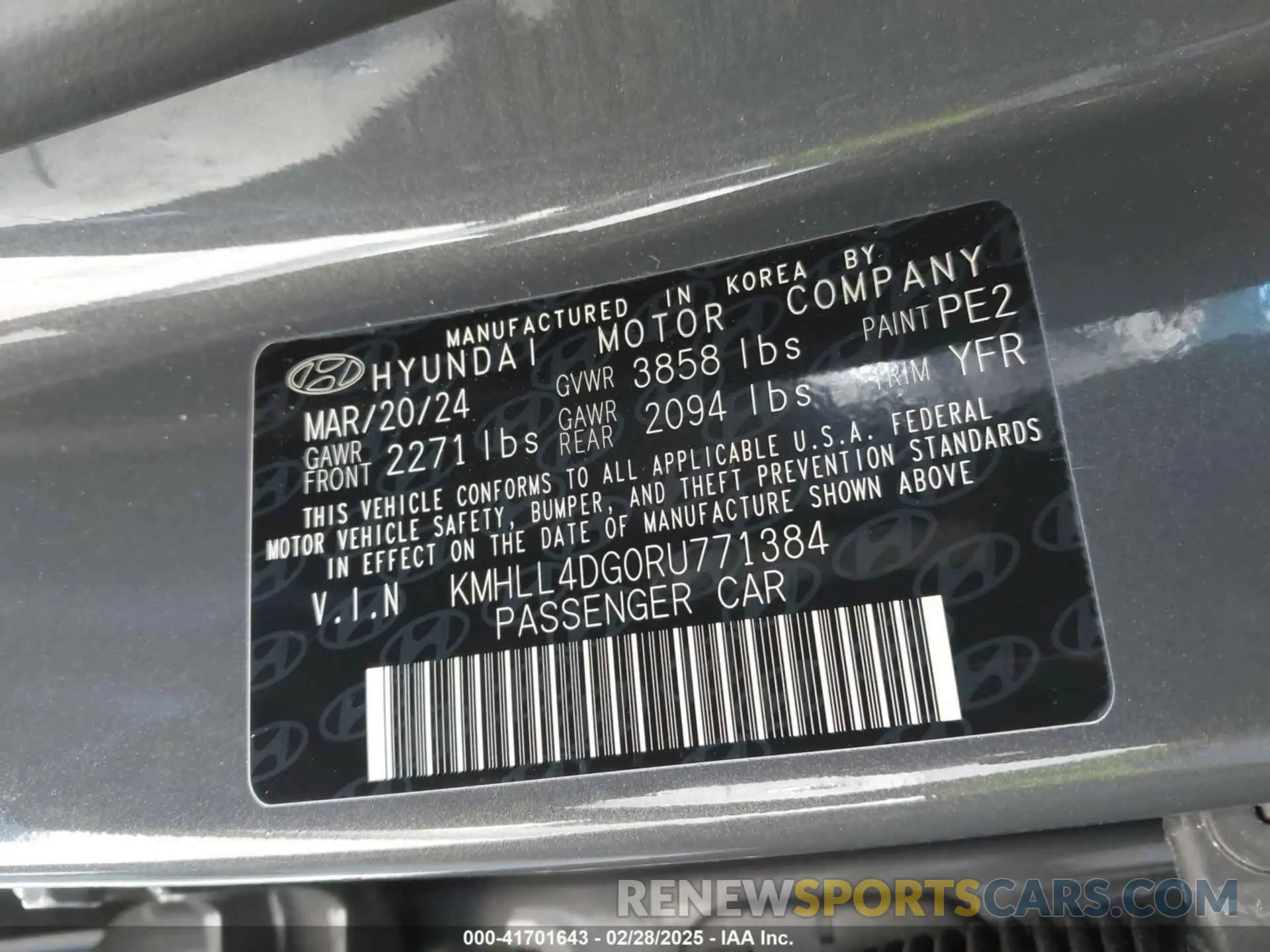 9 fotografías del automóvil dañado KMHLL4DG0RU771384 HYUNDAI ELANTRA 2024