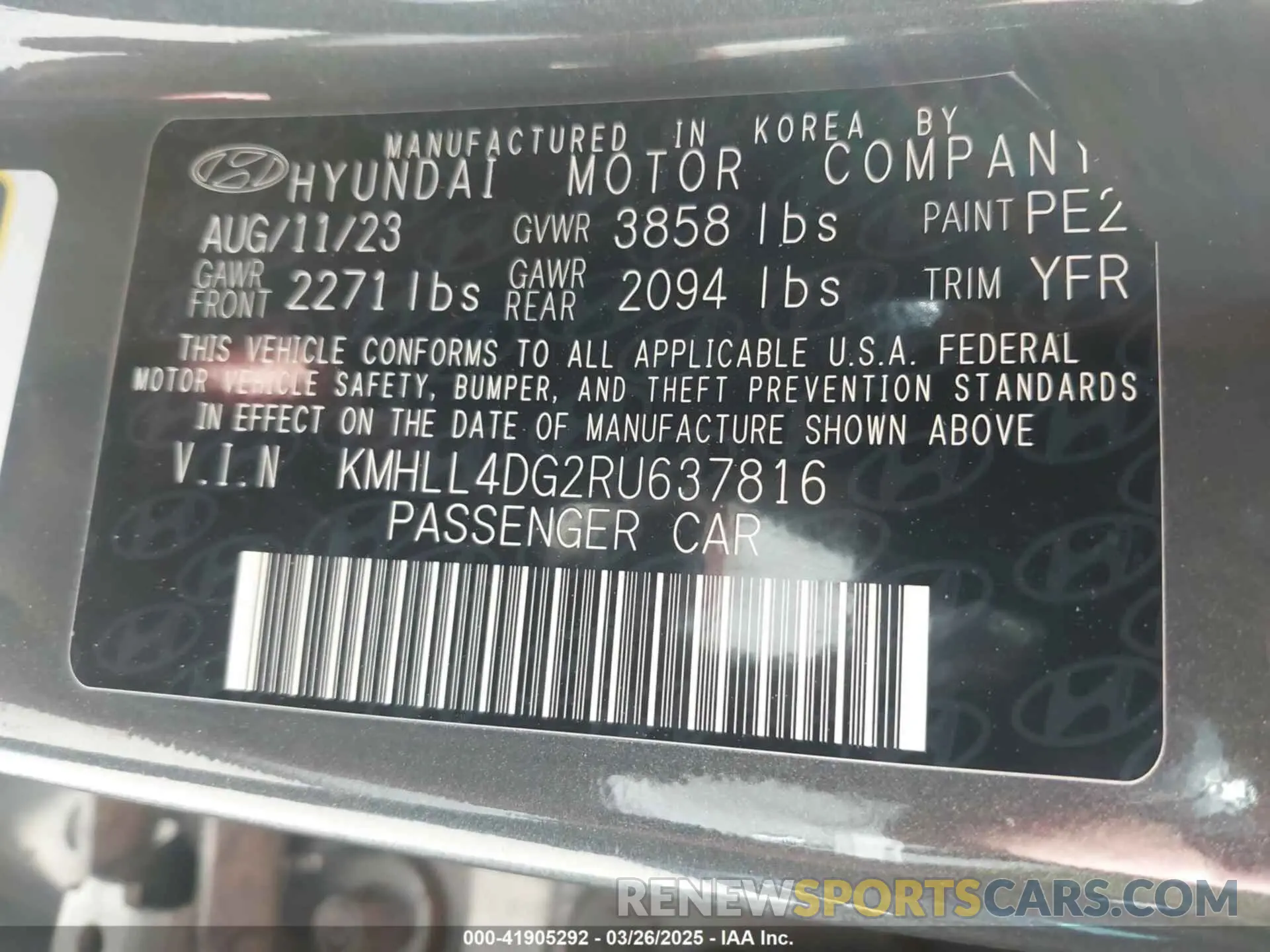 9 fotografías del automóvil dañado KMHLL4DG2RU637816 HYUNDAI ELANTRA 2024