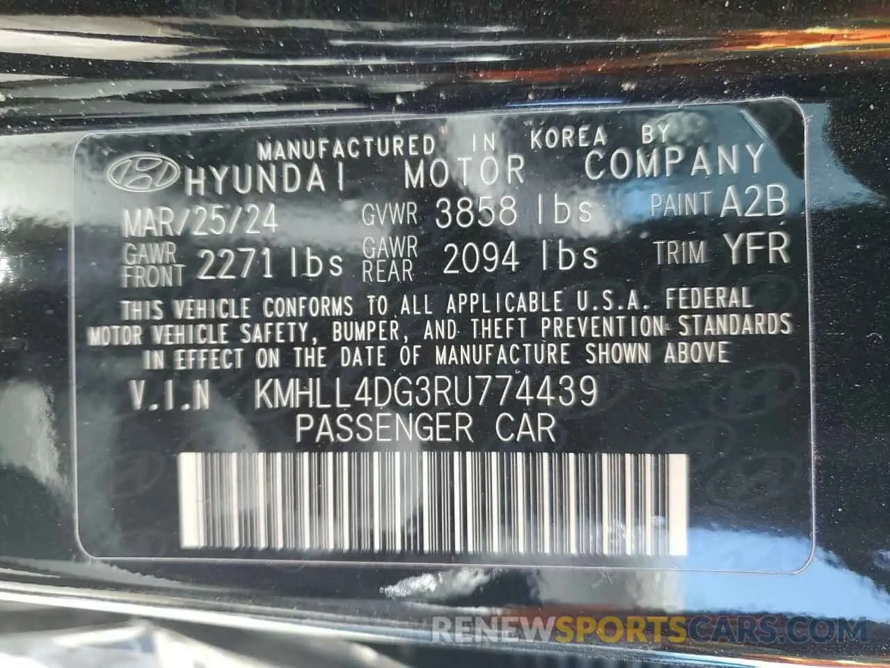 12 fotografías del automóvil dañado KMHLL4DG3RU774439 HYUNDAI ELANTRA 2024
