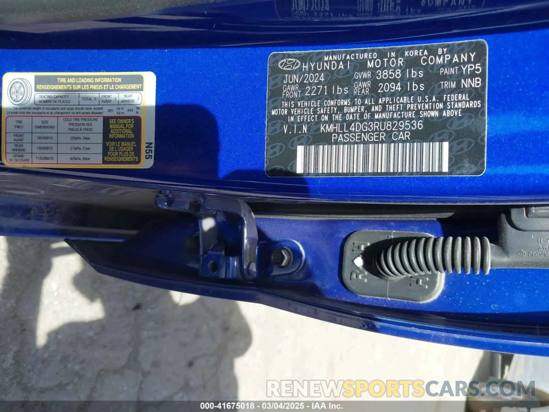 9 fotografías del automóvil dañado KMHLL4DG3RU829536 HYUNDAI ELANTRA 2024