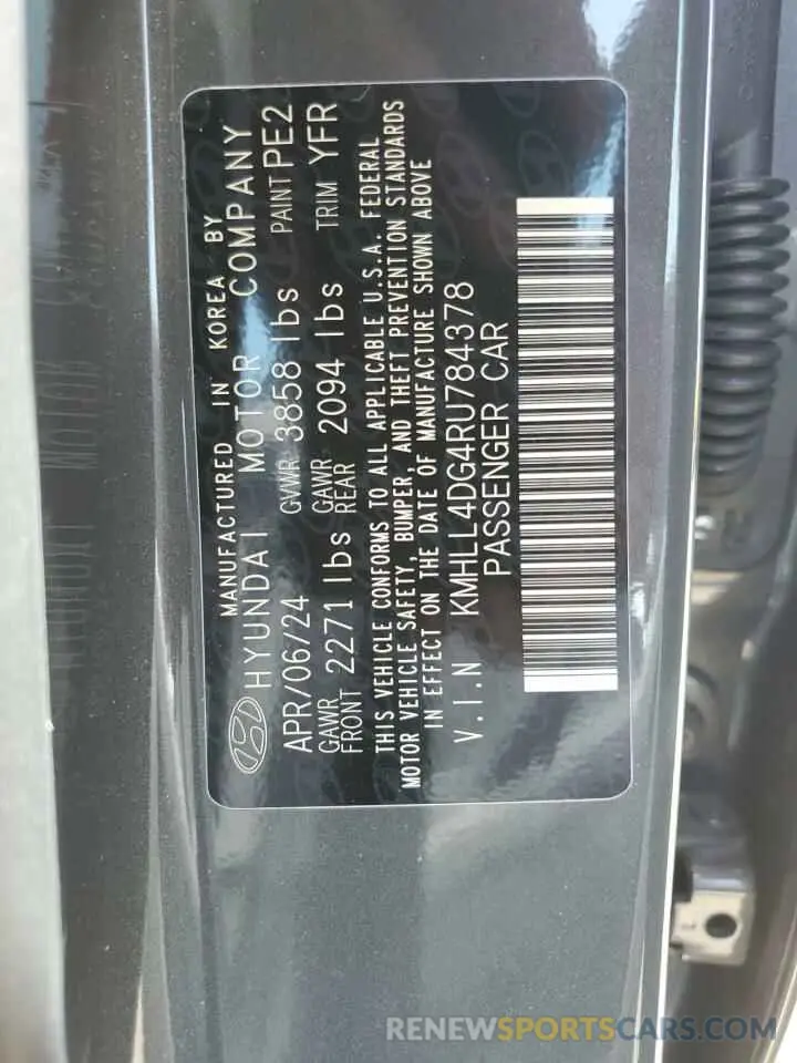 12 fotografías del automóvil dañado KMHLL4DG4RU784378 HYUNDAI ELANTRA 2024