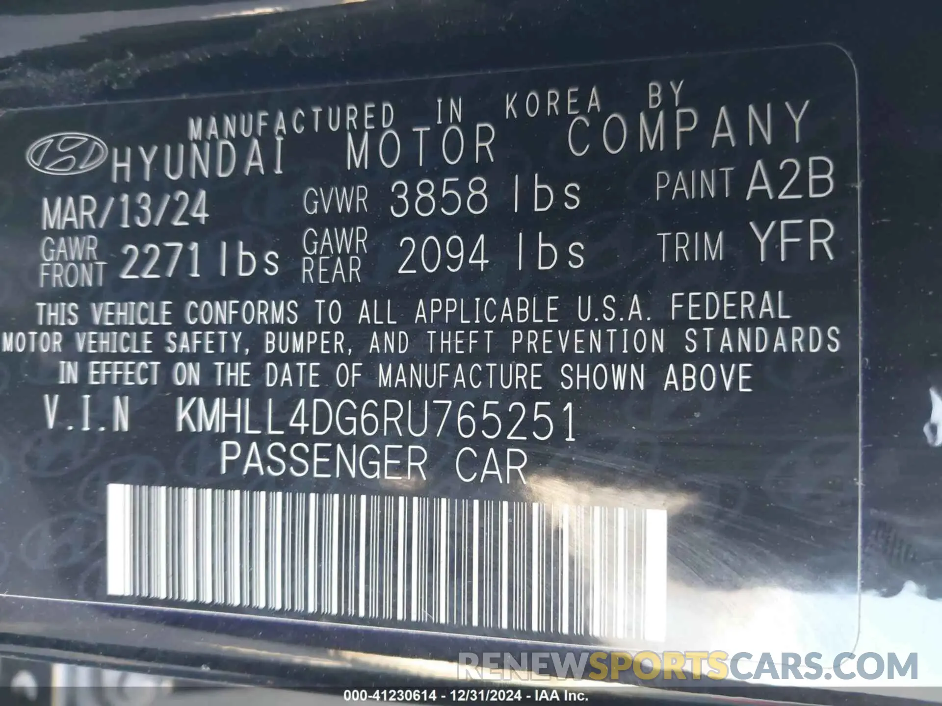 9 fotografías del automóvil dañado KMHLL4DG6RU765251 HYUNDAI ELANTRA 2024