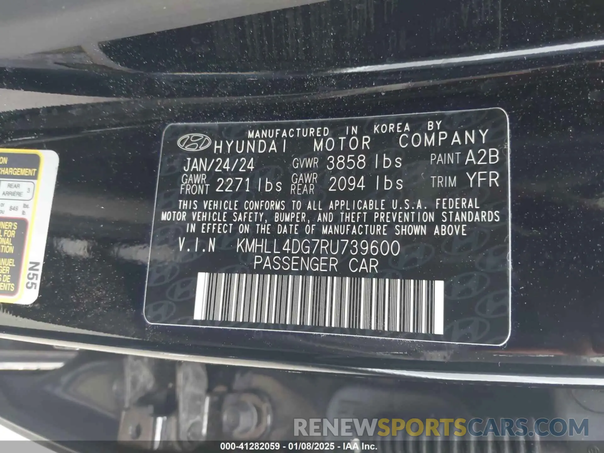 9 fotografías del automóvil dañado KMHLL4DG7RU739600 HYUNDAI ELANTRA 2024