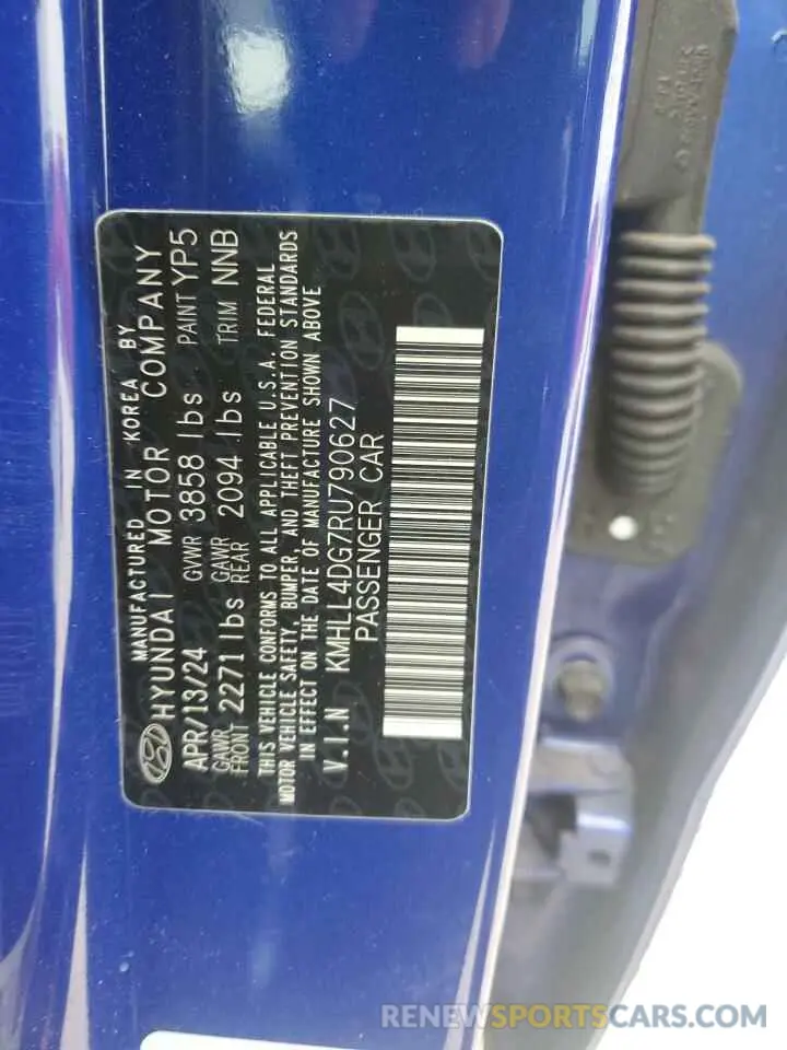 12 fotografías del automóvil dañado KMHLL4DG7RU790627 HYUNDAI ELANTRA 2024