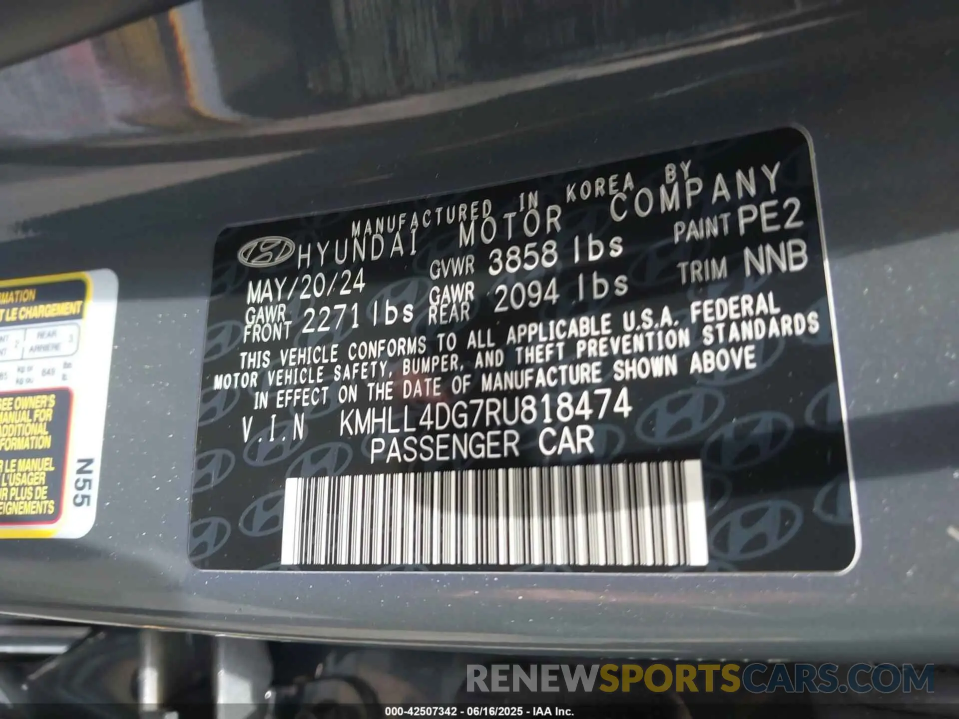 9 fotografías del automóvil dañado KMHLL4DG7RU818474 HYUNDAI ELANTRA 2024
