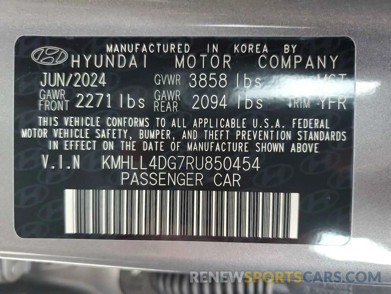 14 fotografías del automóvil dañado KMHLL4DG7RU850454 HYUNDAI ELANTRA 2024