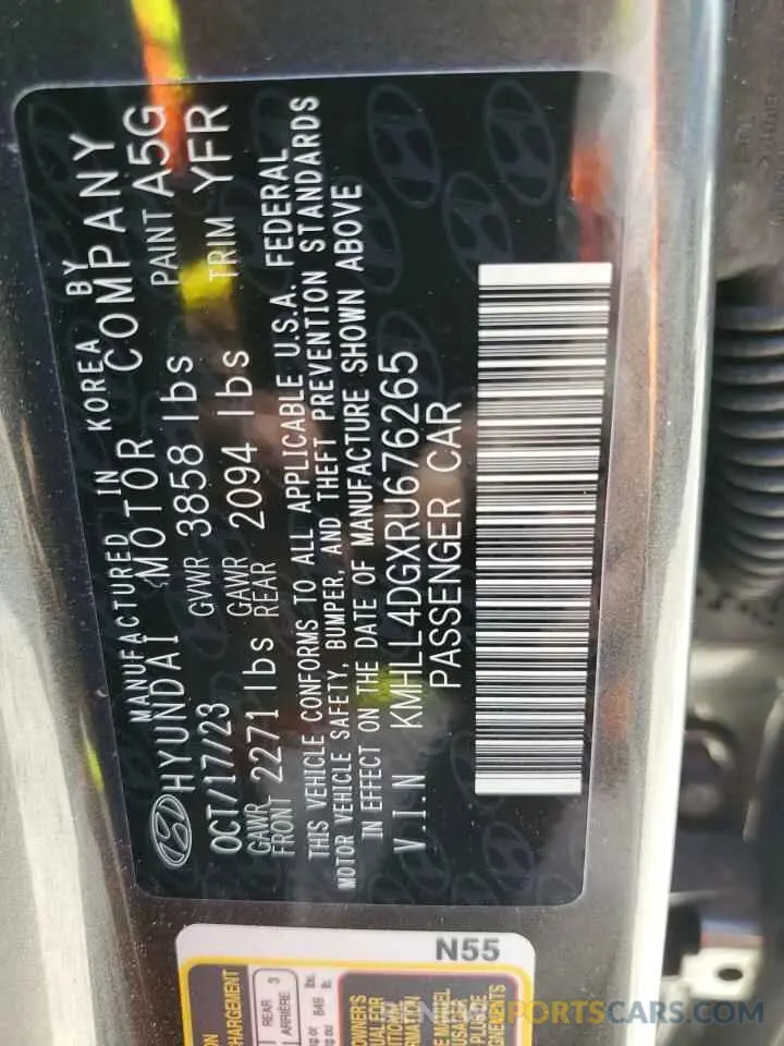 13 fotografías del automóvil dañado KMHLL4DGXRU676265 HYUNDAI ELANTRA 2024
