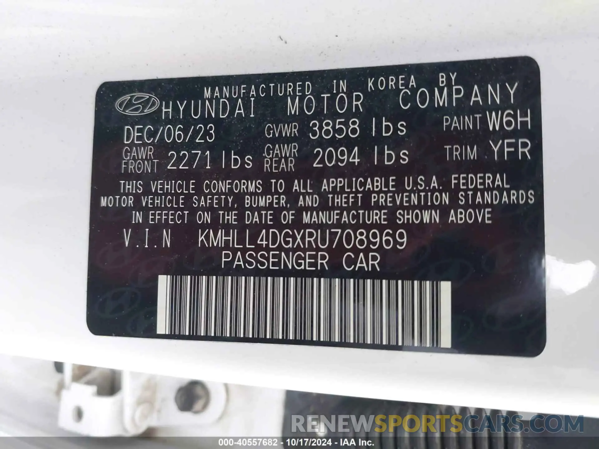 9 fotografías del automóvil dañado KMHLL4DGXRU708969 HYUNDAI ELANTRA 2024