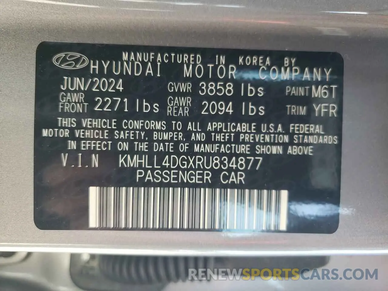 12 fotografías del automóvil dañado KMHLL4DGXRU834877 HYUNDAI ELANTRA 2024