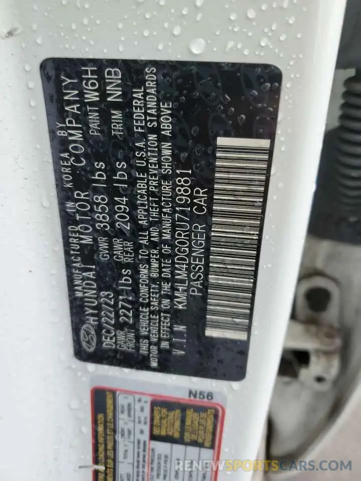12 fotografías del automóvil dañado KMHLM4DG0RU719881 HYUNDAI ELANTRA 2024