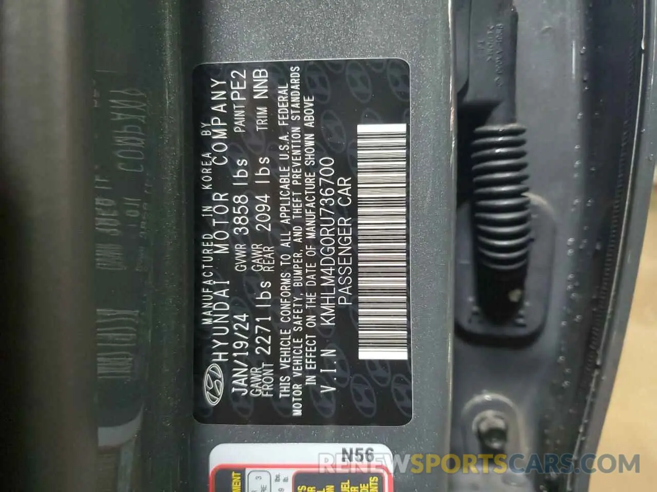 13 fotografías del automóvil dañado KMHLM4DG0RU736700 HYUNDAI ELANTRA 2024