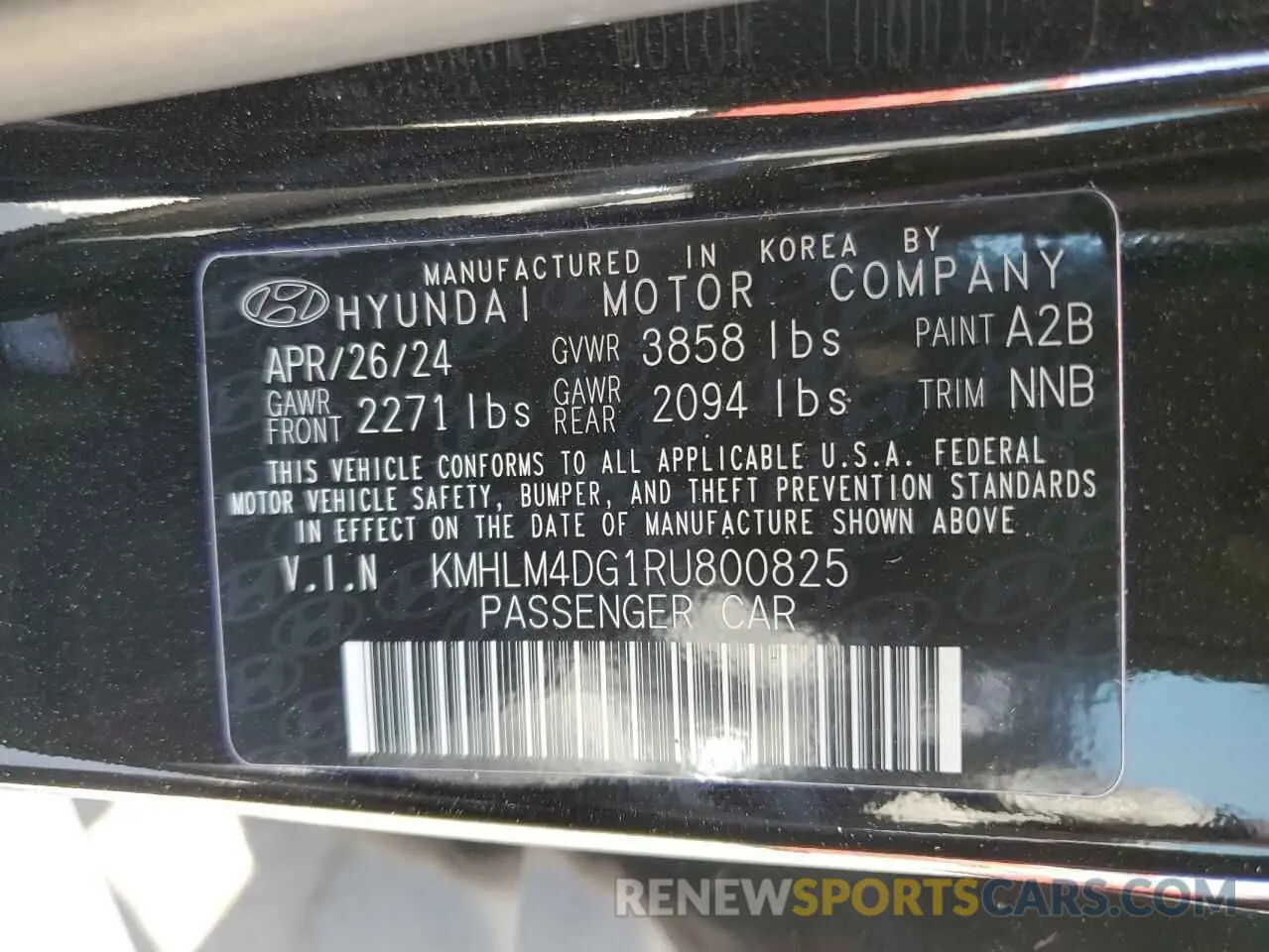 12 fotografías del automóvil dañado KMHLM4DG1RU800825 HYUNDAI ELANTRA 2024