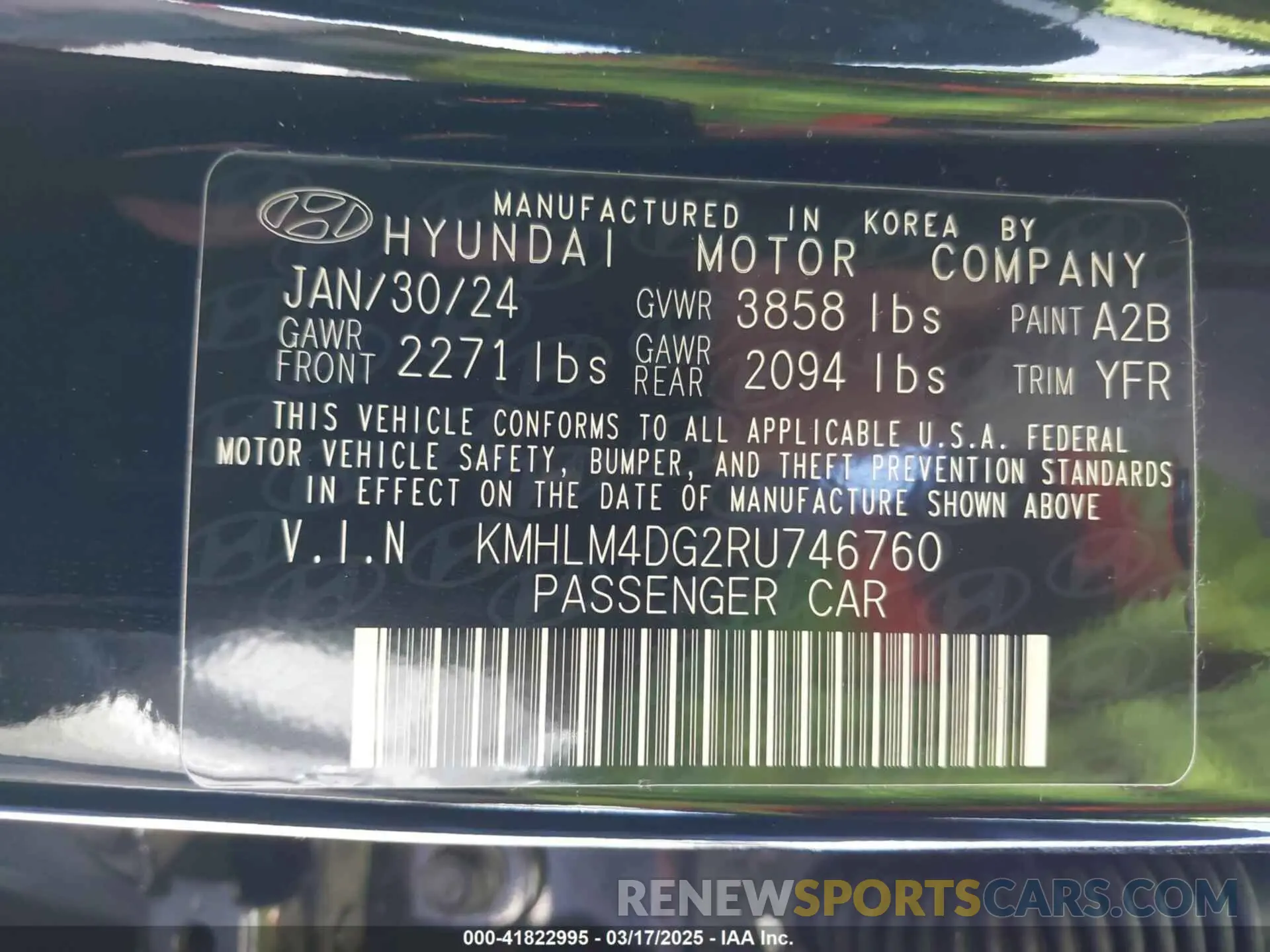 9 fotografías del automóvil dañado KMHLM4DG2RU746760 HYUNDAI ELANTRA 2024
