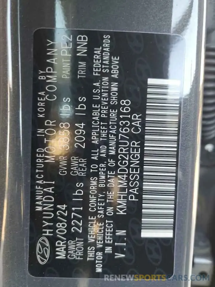15 fotografías del automóvil dañado KMHLM4DG2RU763168 HYUNDAI ELANTRA 2024