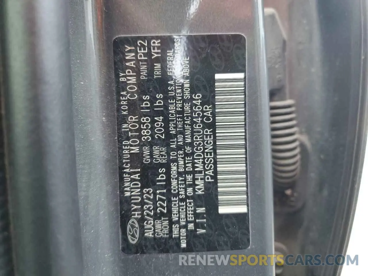 15 fotografías del automóvil dañado KMHLM4DG3RU645646 HYUNDAI ELANTRA 2024