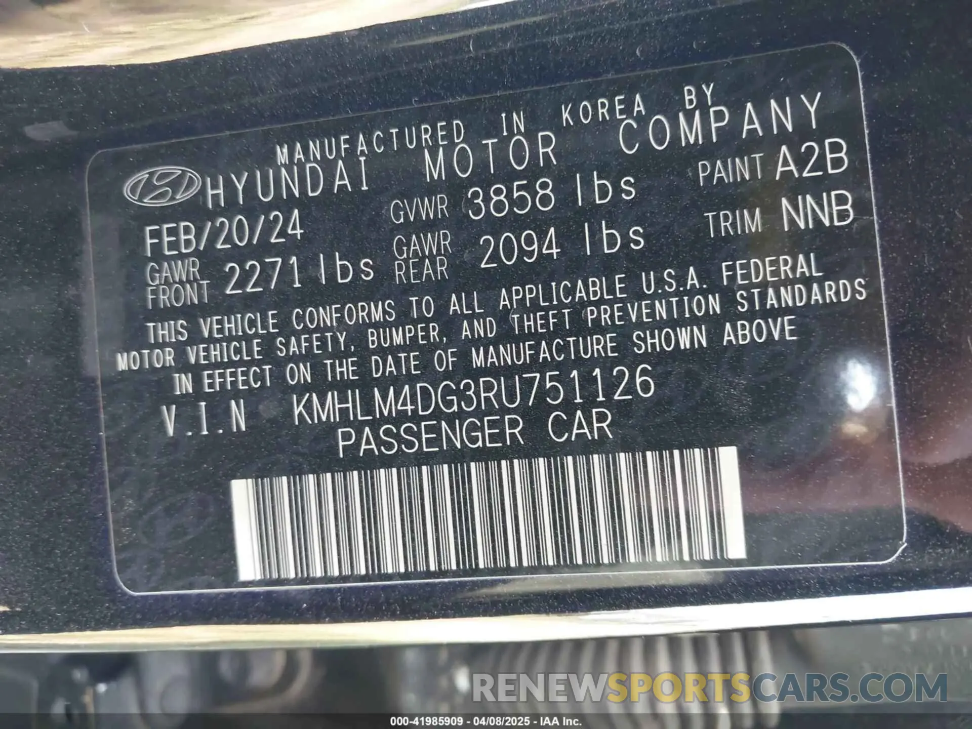 9 fotografías del automóvil dañado KMHLM4DG3RU751126 HYUNDAI ELANTRA 2024