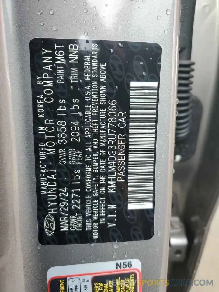 12 fotografías del automóvil dañado KMHLM4DG3RU778066 HYUNDAI ELANTRA 2024