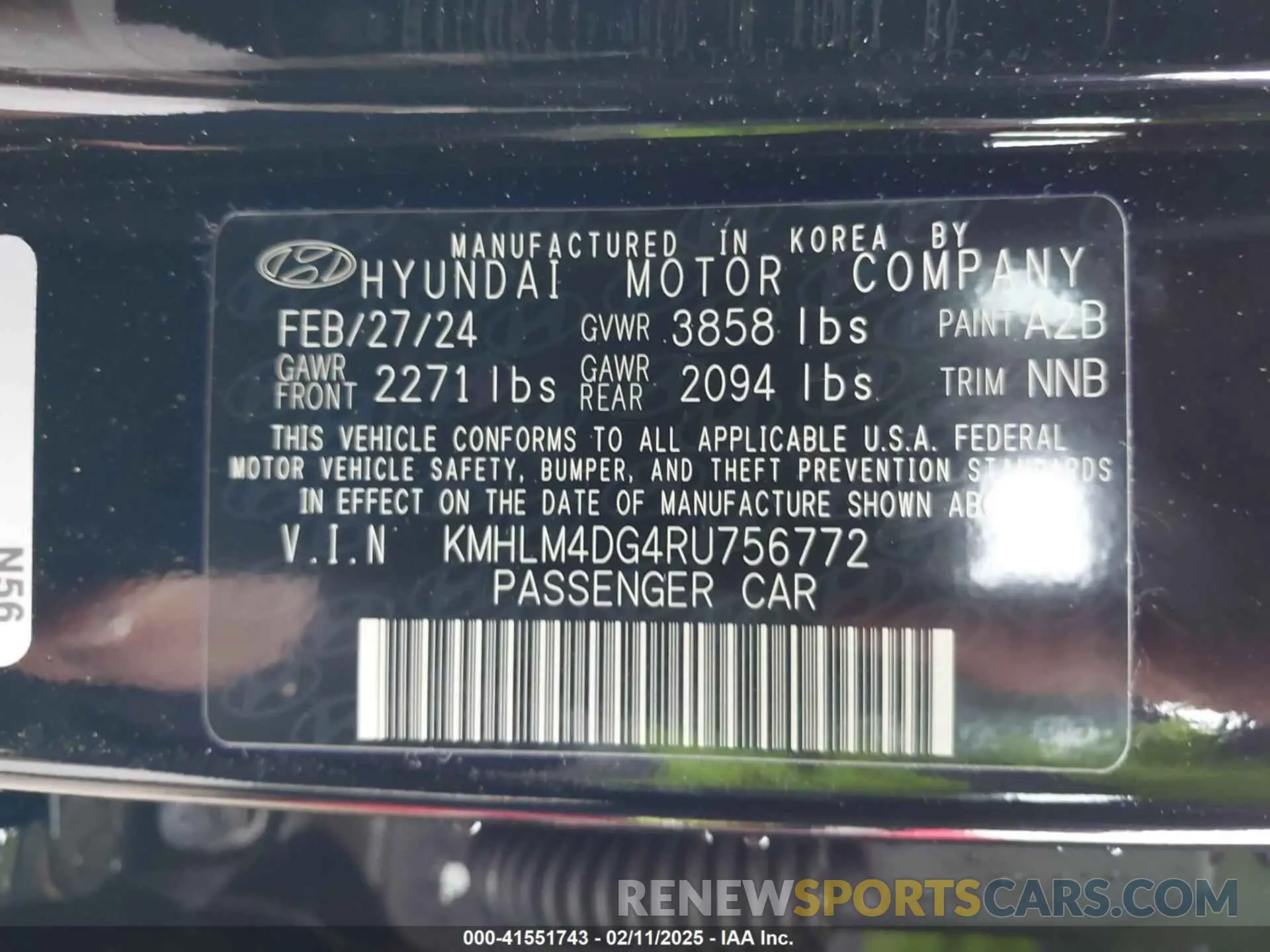 9 fotografías del automóvil dañado KMHLM4DG4RU756772 HYUNDAI ELANTRA 2024
