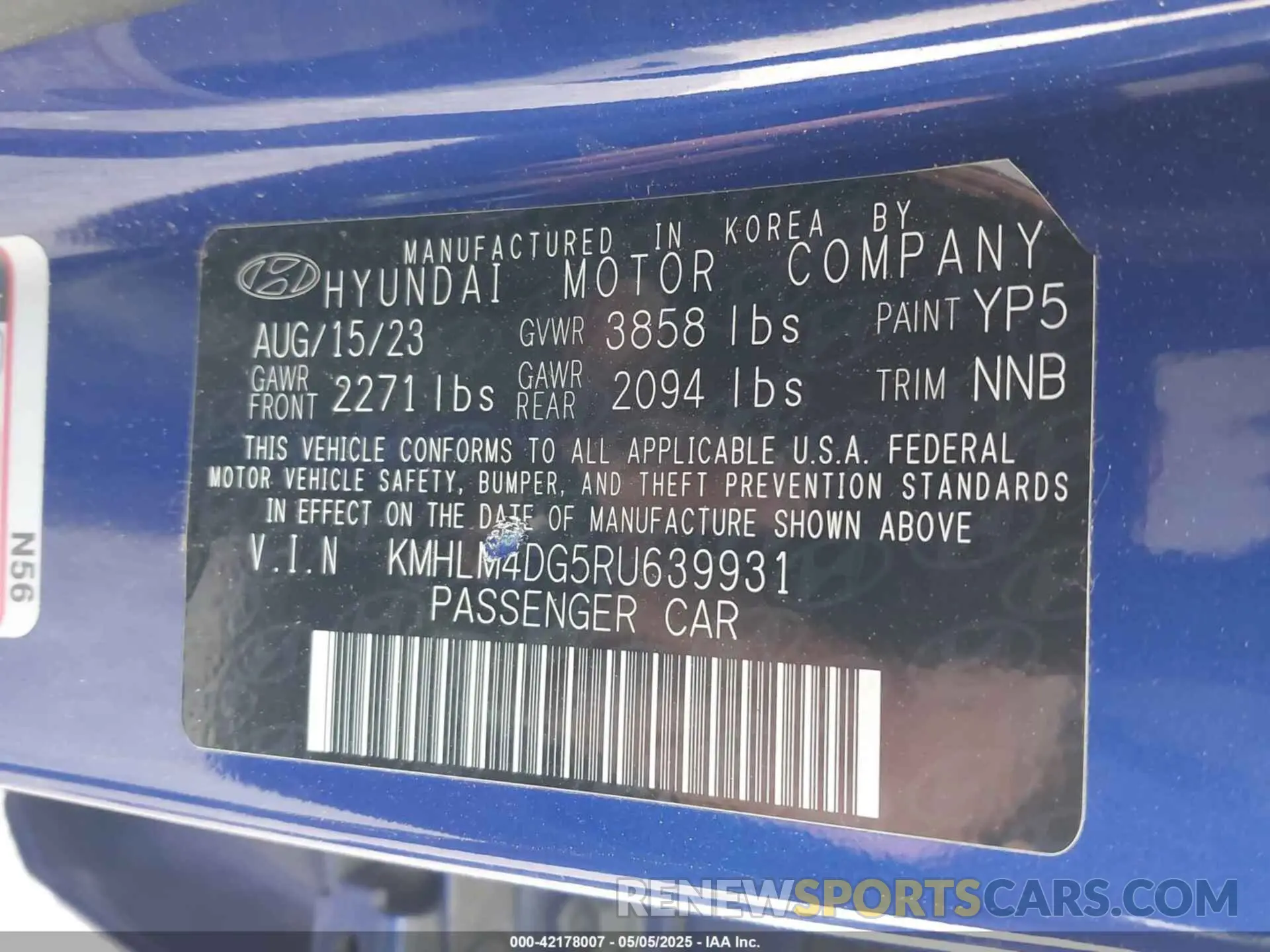9 fotografías del automóvil dañado KMHLM4DG5RU639931 HYUNDAI ELANTRA 2024