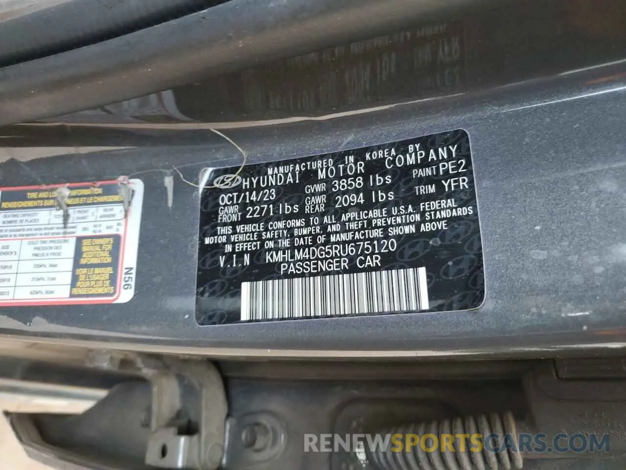 12 fotografías del automóvil dañado KMHLM4DG5RU675120 HYUNDAI ELANTRA 2024
