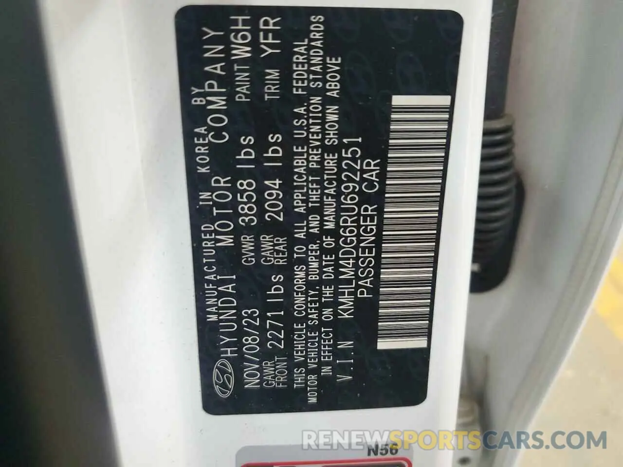 12 fotografías del automóvil dañado KMHLM4DG6RU692251 HYUNDAI ELANTRA 2024