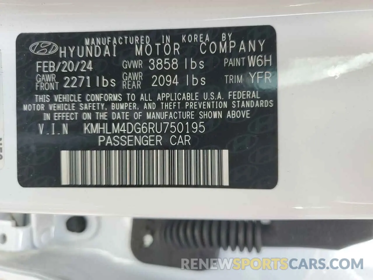 13 fotografías del automóvil dañado KMHLM4DG6RU750195 HYUNDAI ELANTRA 2024