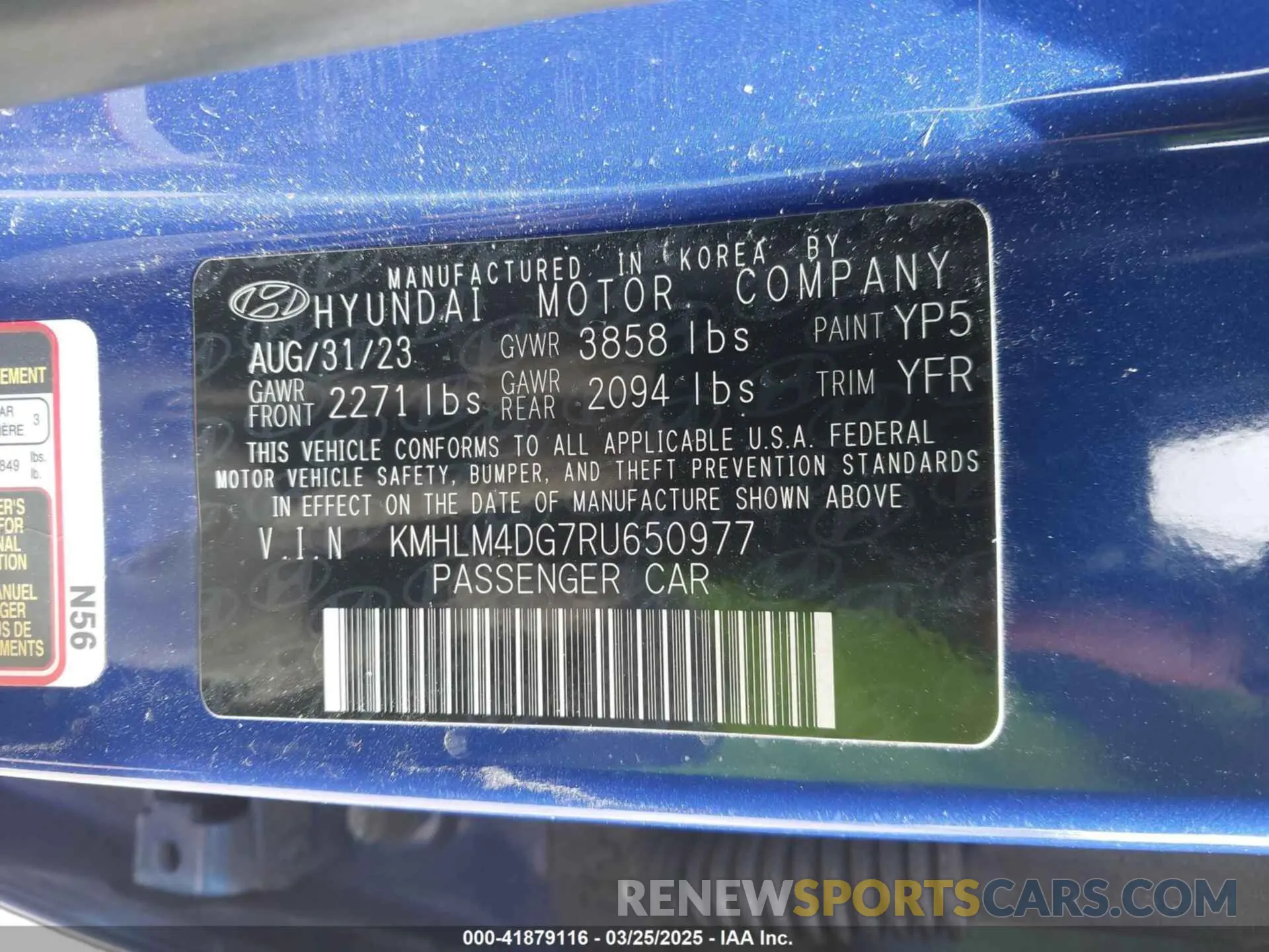 9 fotografías del automóvil dañado KMHLM4DG7RU650977 HYUNDAI ELANTRA 2024