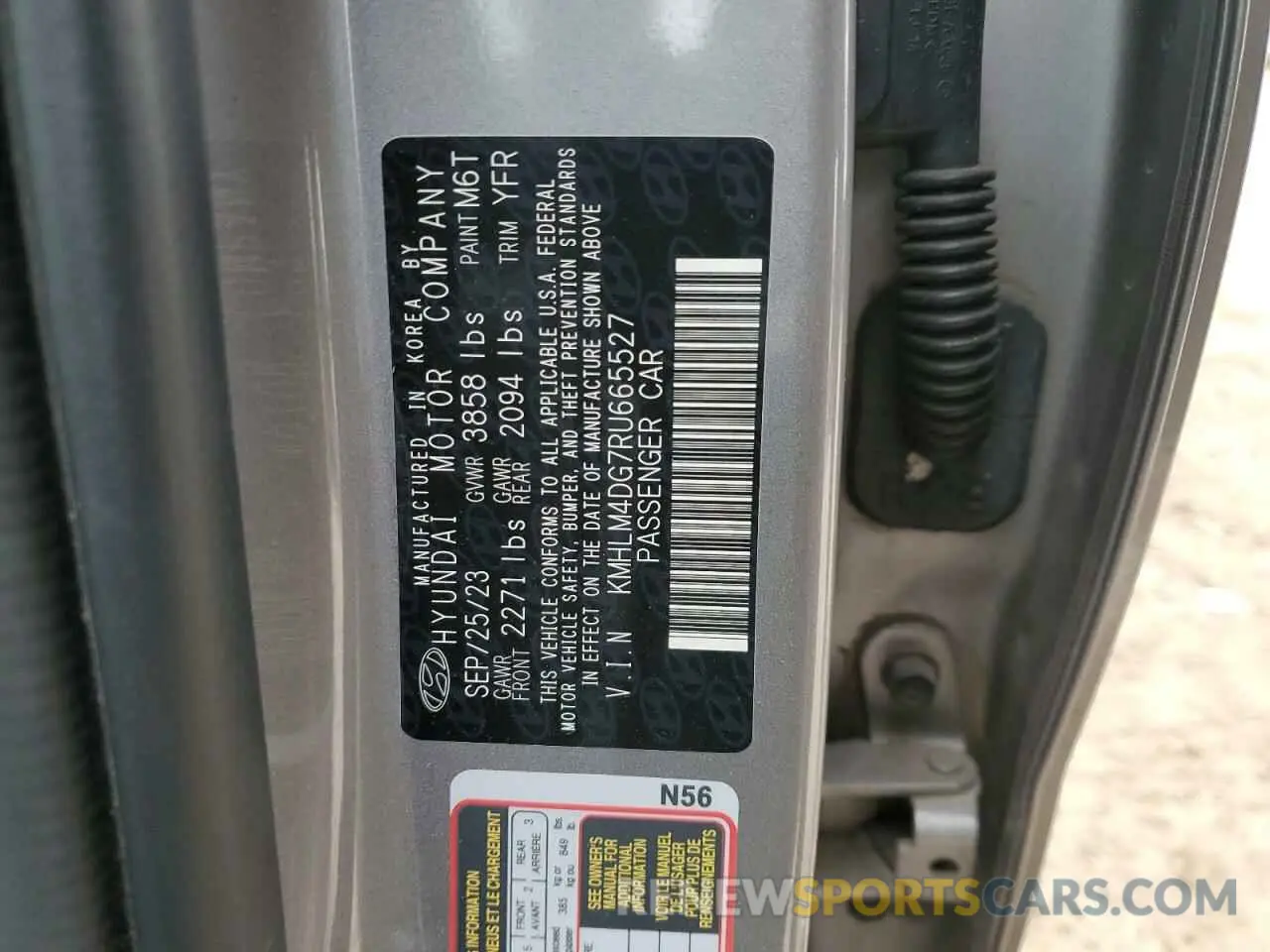 12 fotografías del automóvil dañado KMHLM4DG7RU665527 HYUNDAI ELANTRA 2024