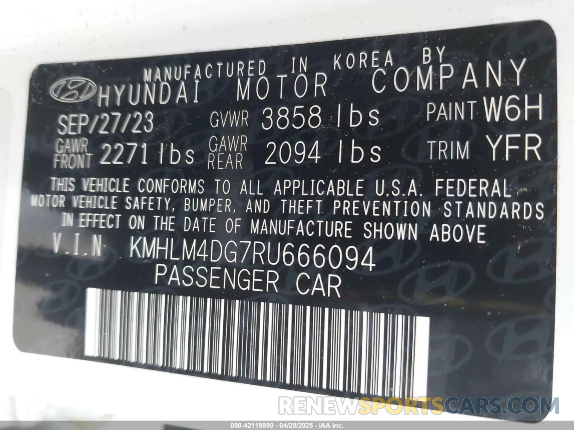 9 fotografías del automóvil dañado KMHLM4DG7RU666094 HYUNDAI ELANTRA 2024
