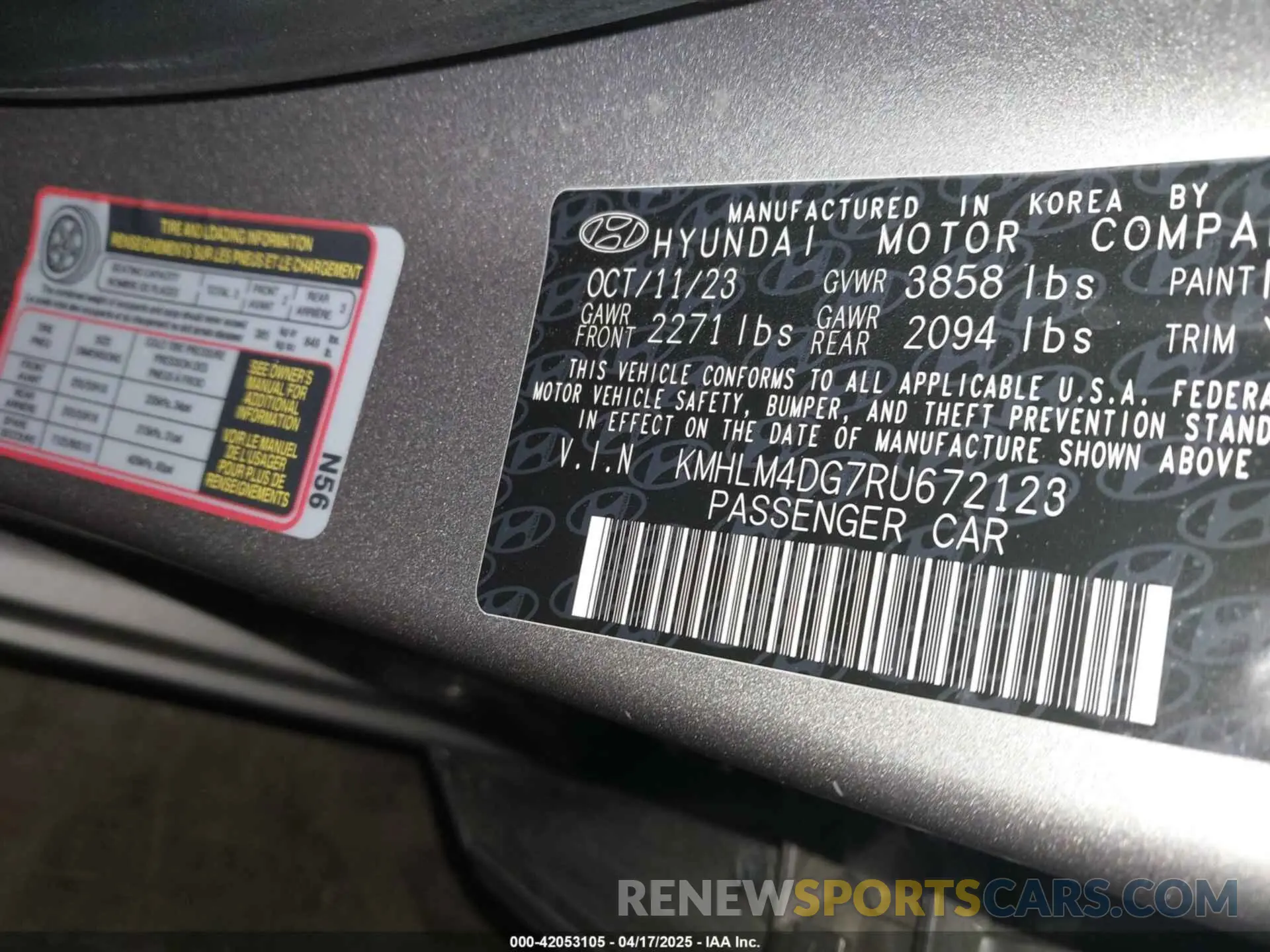9 fotografías del automóvil dañado KMHLM4DG7RU672123 HYUNDAI ELANTRA 2024