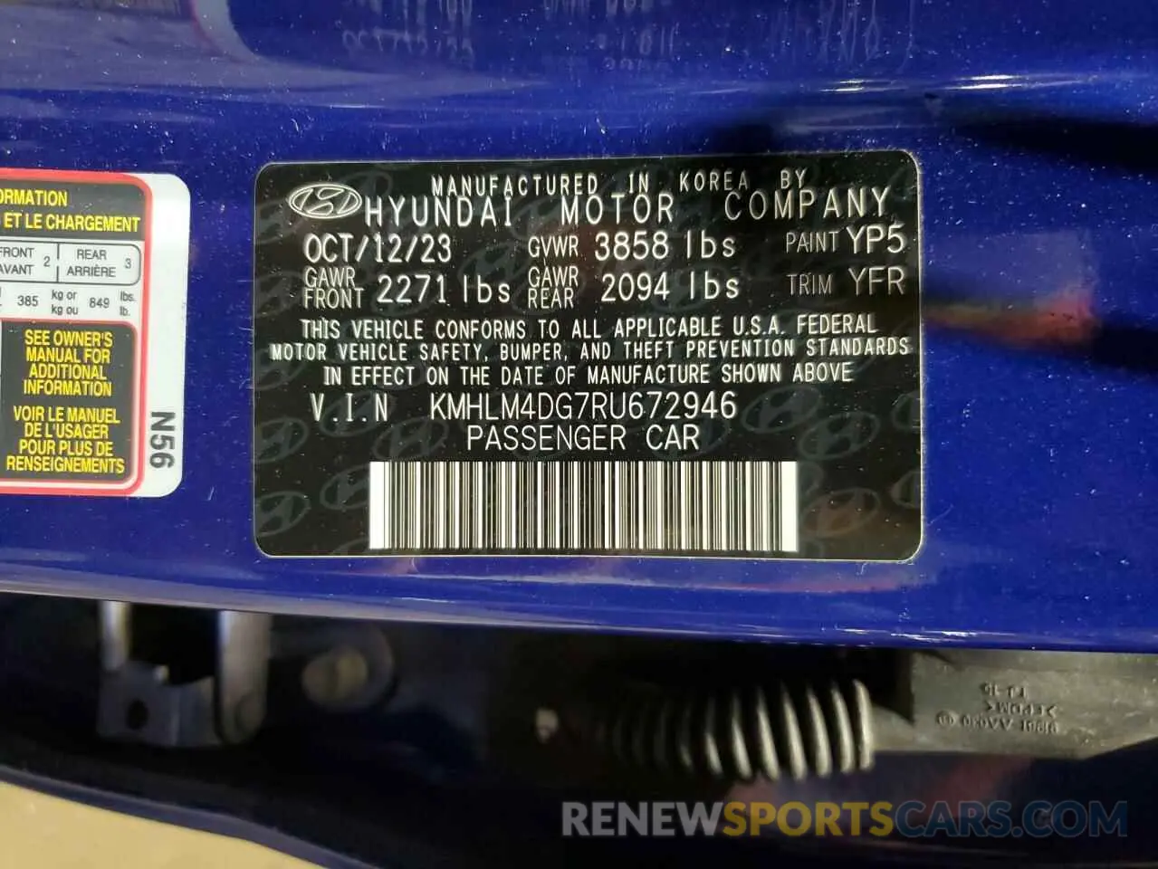 12 fotografías del automóvil dañado KMHLM4DG7RU672946 HYUNDAI ELANTRA 2024