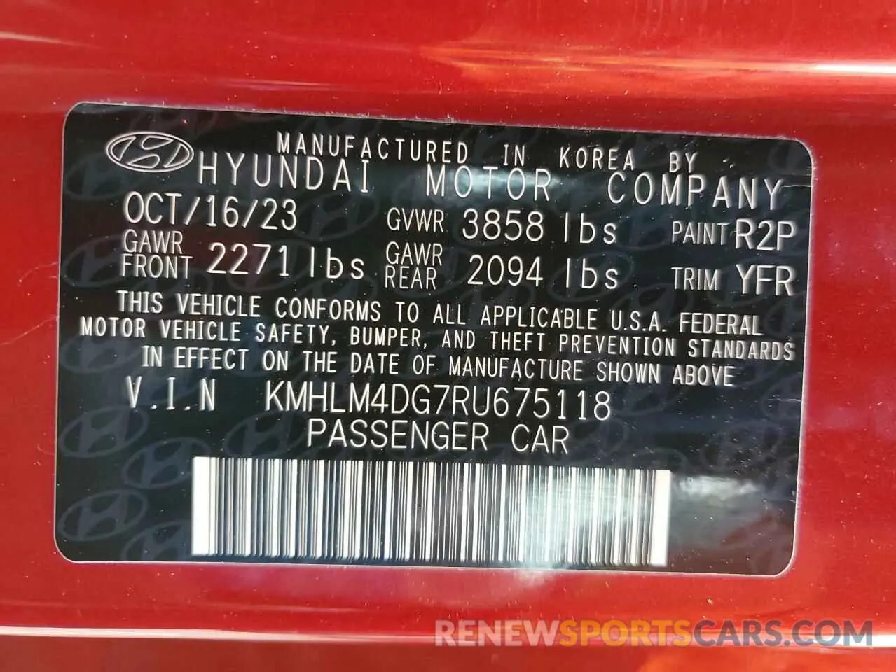 12 fotografías del automóvil dañado KMHLM4DG7RU675118 HYUNDAI ELANTRA 2024