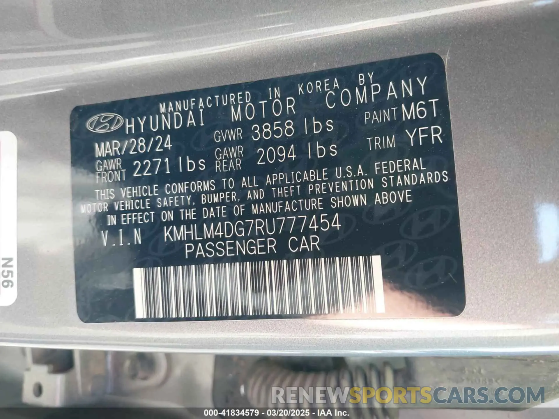 9 fotografías del automóvil dañado KMHLM4DG7RU777454 HYUNDAI ELANTRA 2024