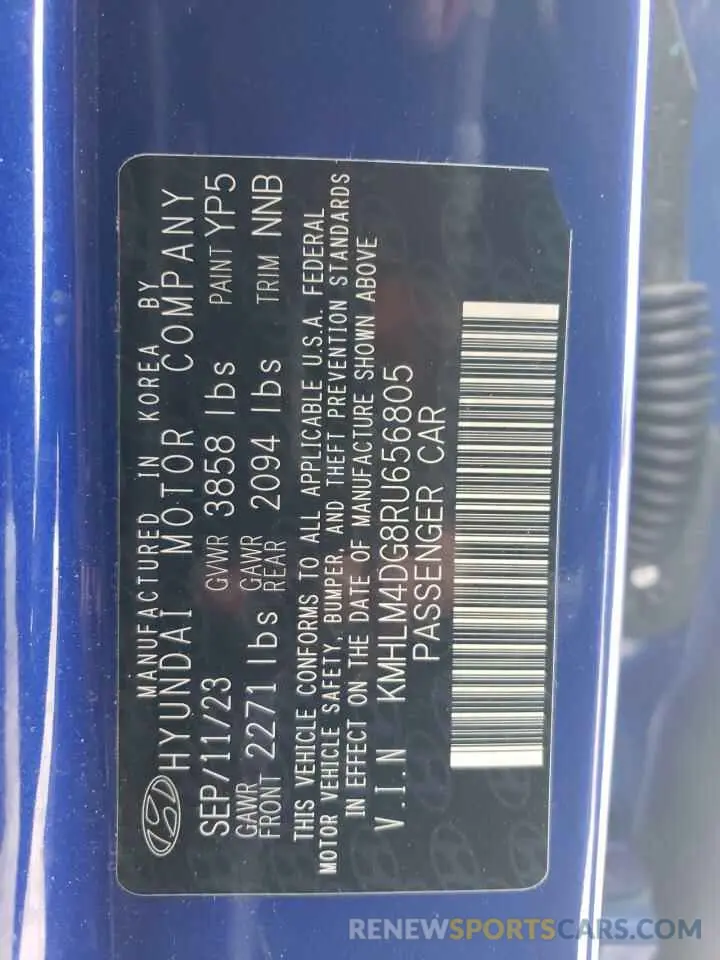 12 fotografías del automóvil dañado KMHLM4DG8RU656805 HYUNDAI ELANTRA 2024